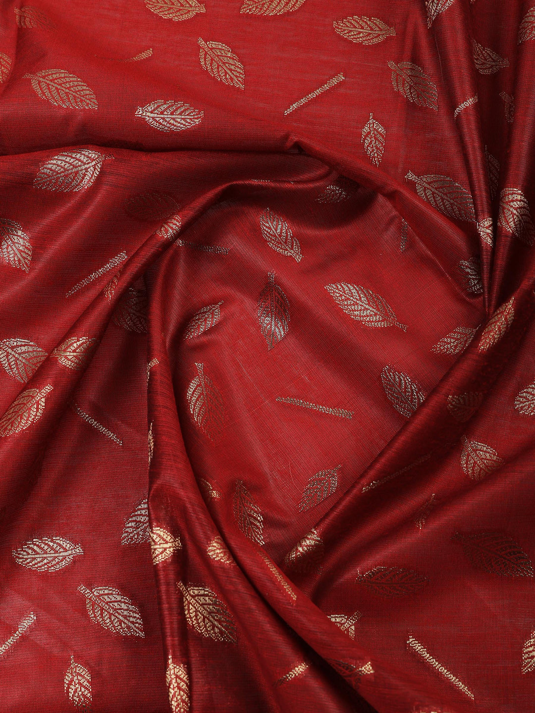 Maroon Chanderi Woven Design Unstitched Dress Material