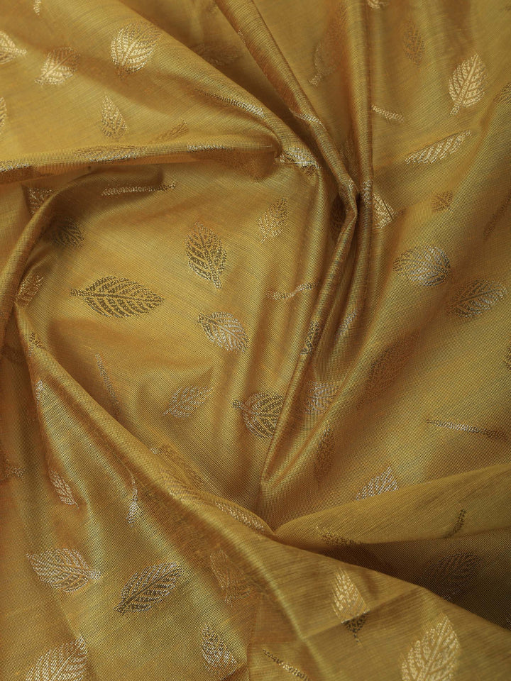 Mustard Chanderi Woven Design Unstitched Dress Material