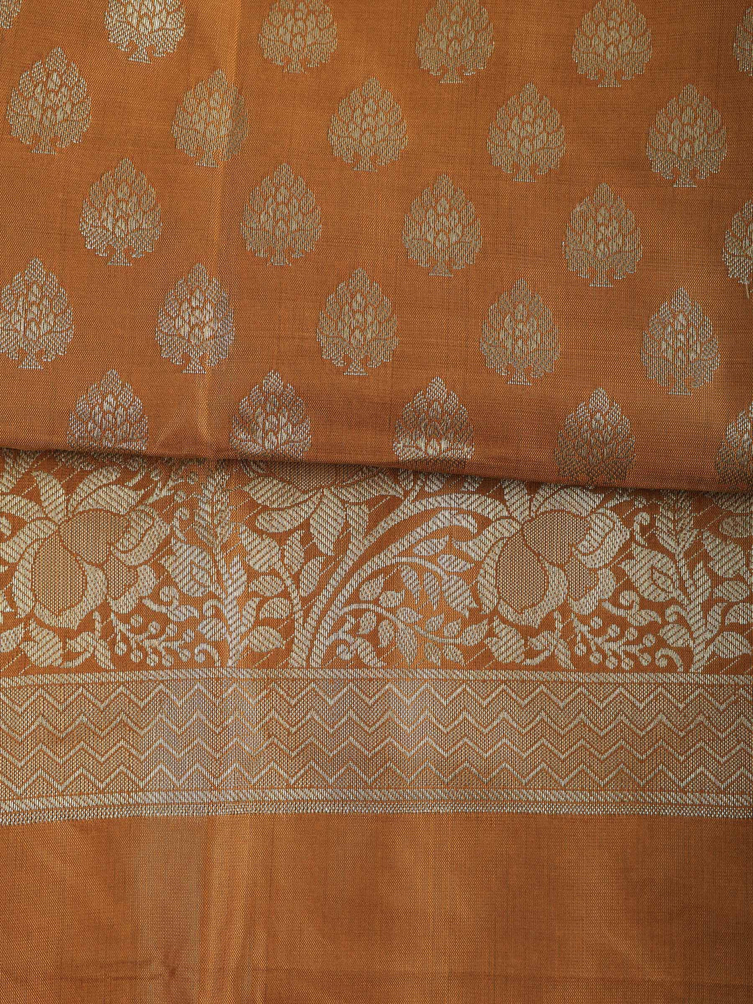 Mustard Chanderi Woven Banarasi Unstitched Dress Material