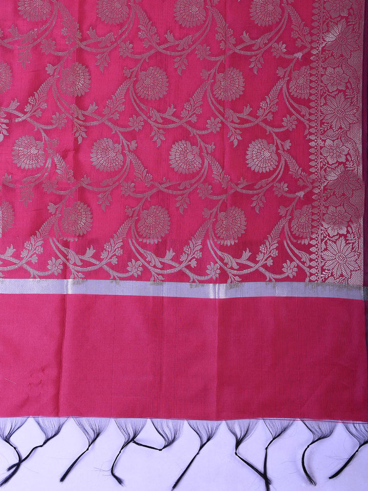 Rani Chanderi Woven Banarasi Unstitched Dress Material