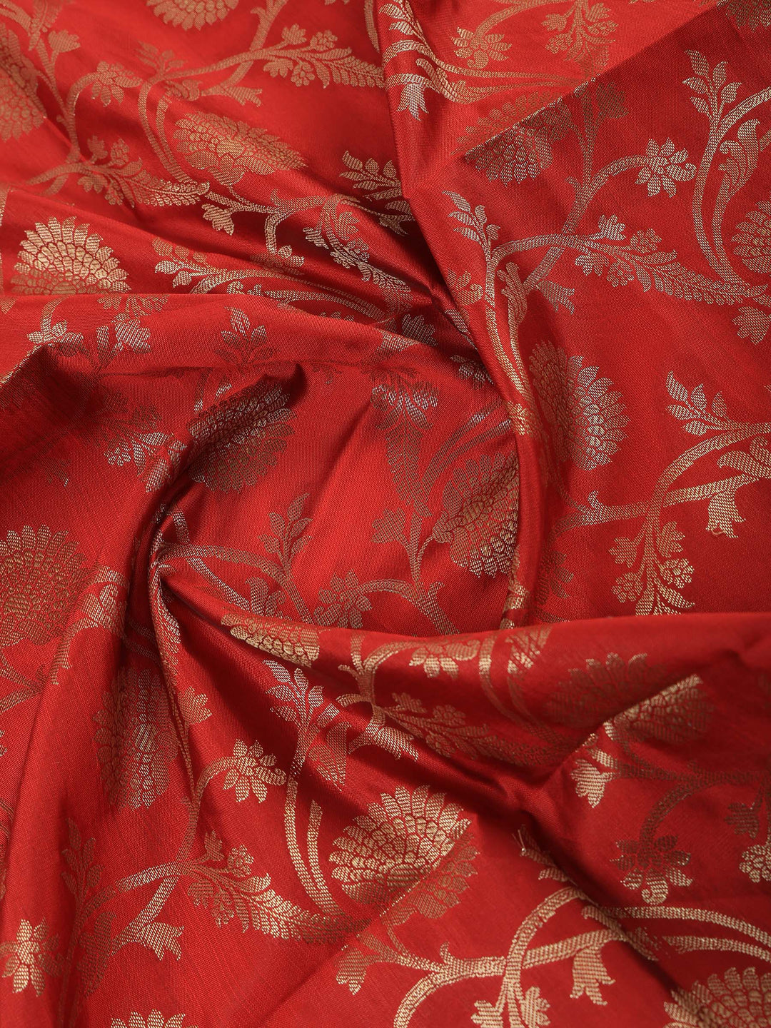 Red Chanderi Woven Banarasi Unstitched Dress Material