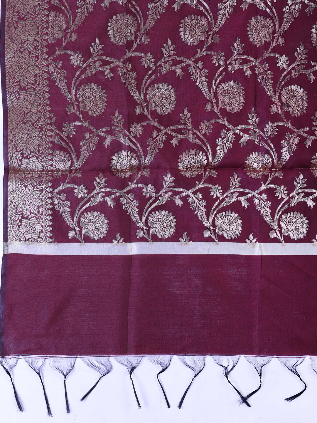Wine Chanderi Woven Banarasi Unstitched Dress Material