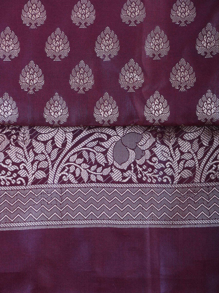 Wine Chanderi Woven Banarasi Unstitched Dress Material