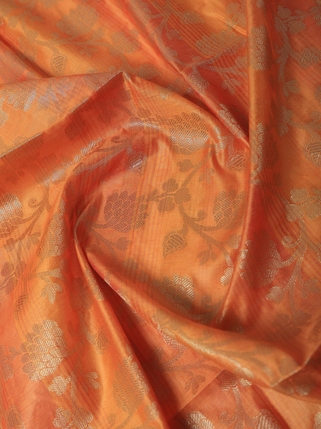 Orange Chanderi Woven Banarasi Unstitched Dress Material
