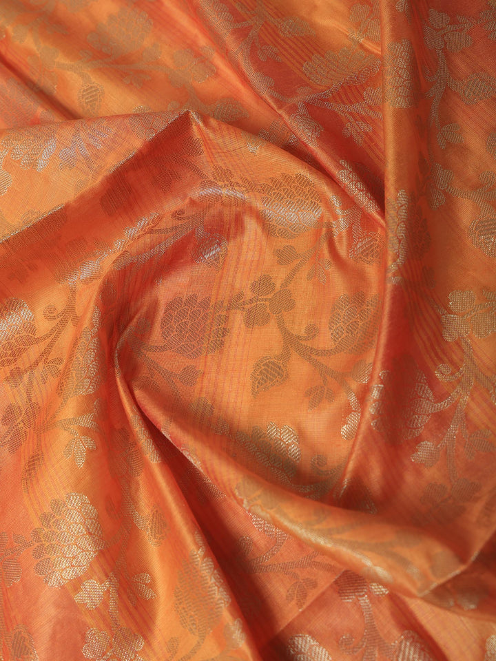 Orange Chanderi Woven Banarasi Unstitched Dress Material