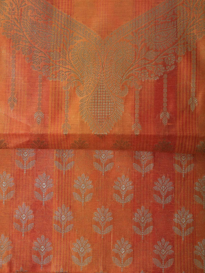 Orange Chanderi Woven Banarasi Unstitched Dress Material