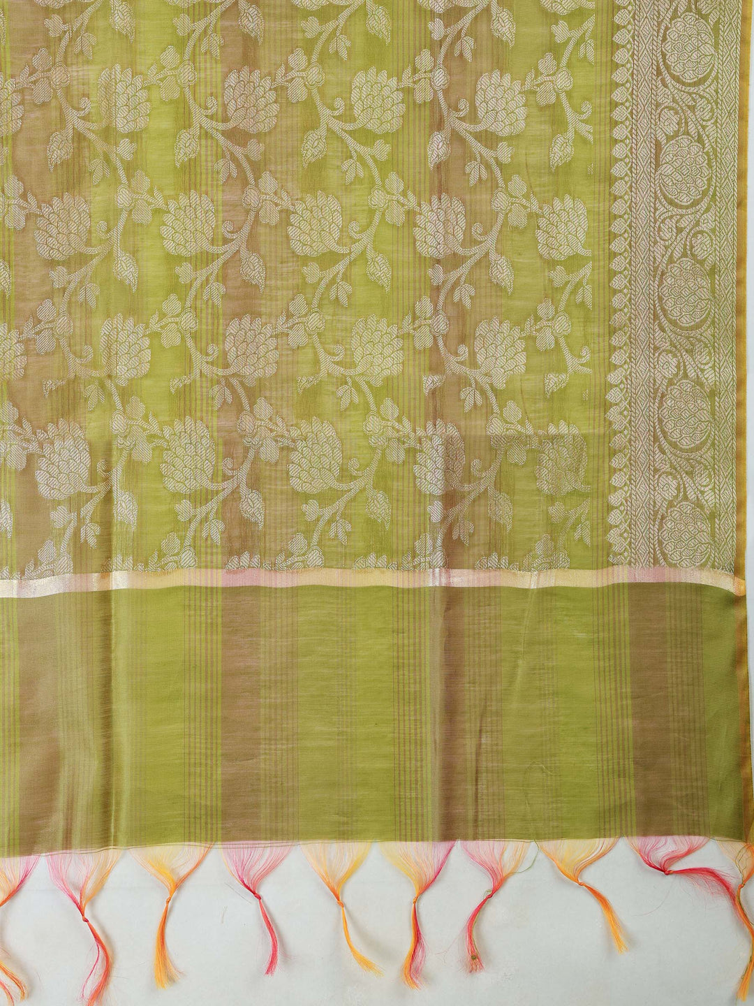 Pista Green Chanderi Woven Banarasi Unstitched Dress Material