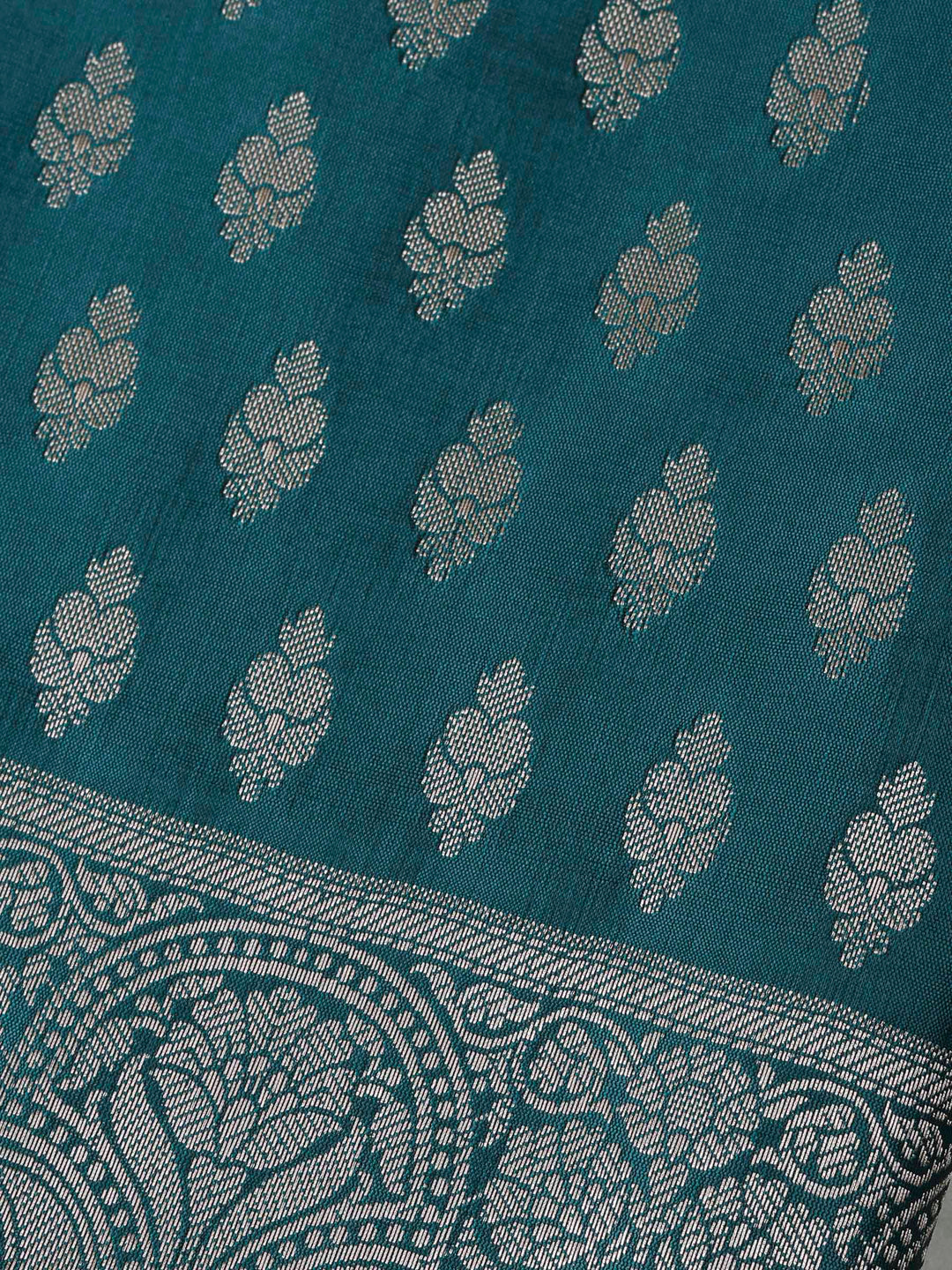 Rama Green Chanderi Woven Design Unstitched Dress Material