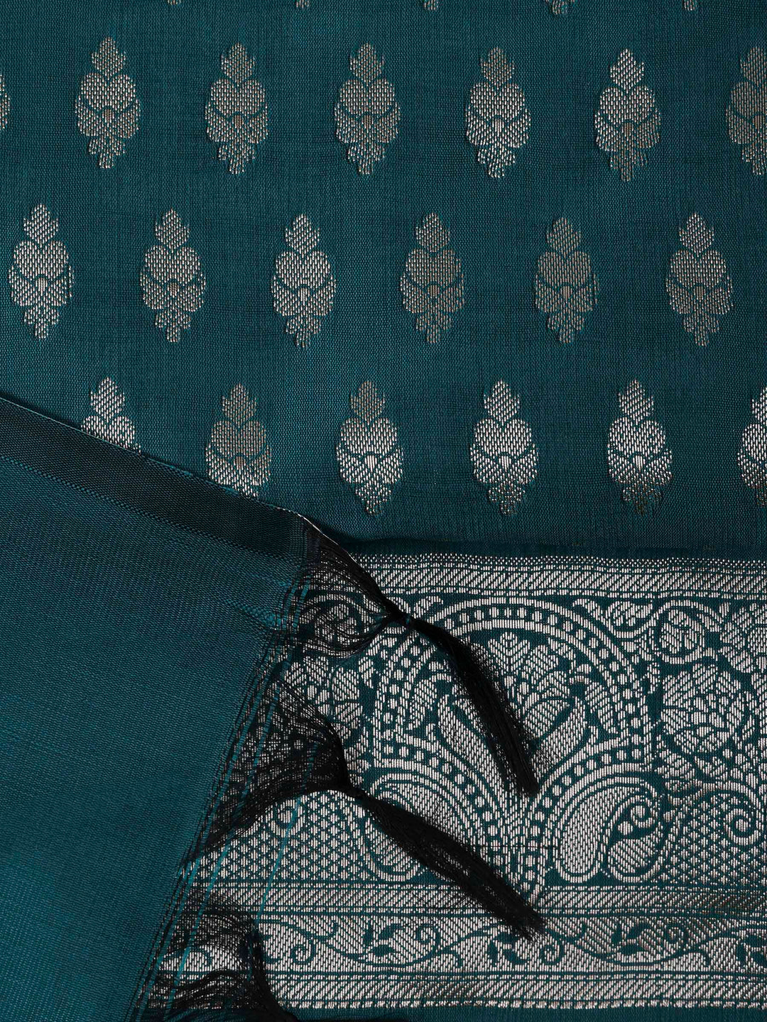 Rama Green Chanderi Woven Design Unstitched Dress Material