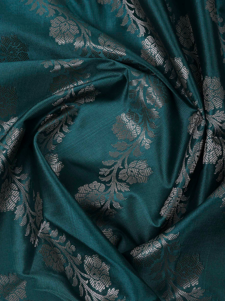 Rama Green Chanderi Woven Design Unstitched Dress Material