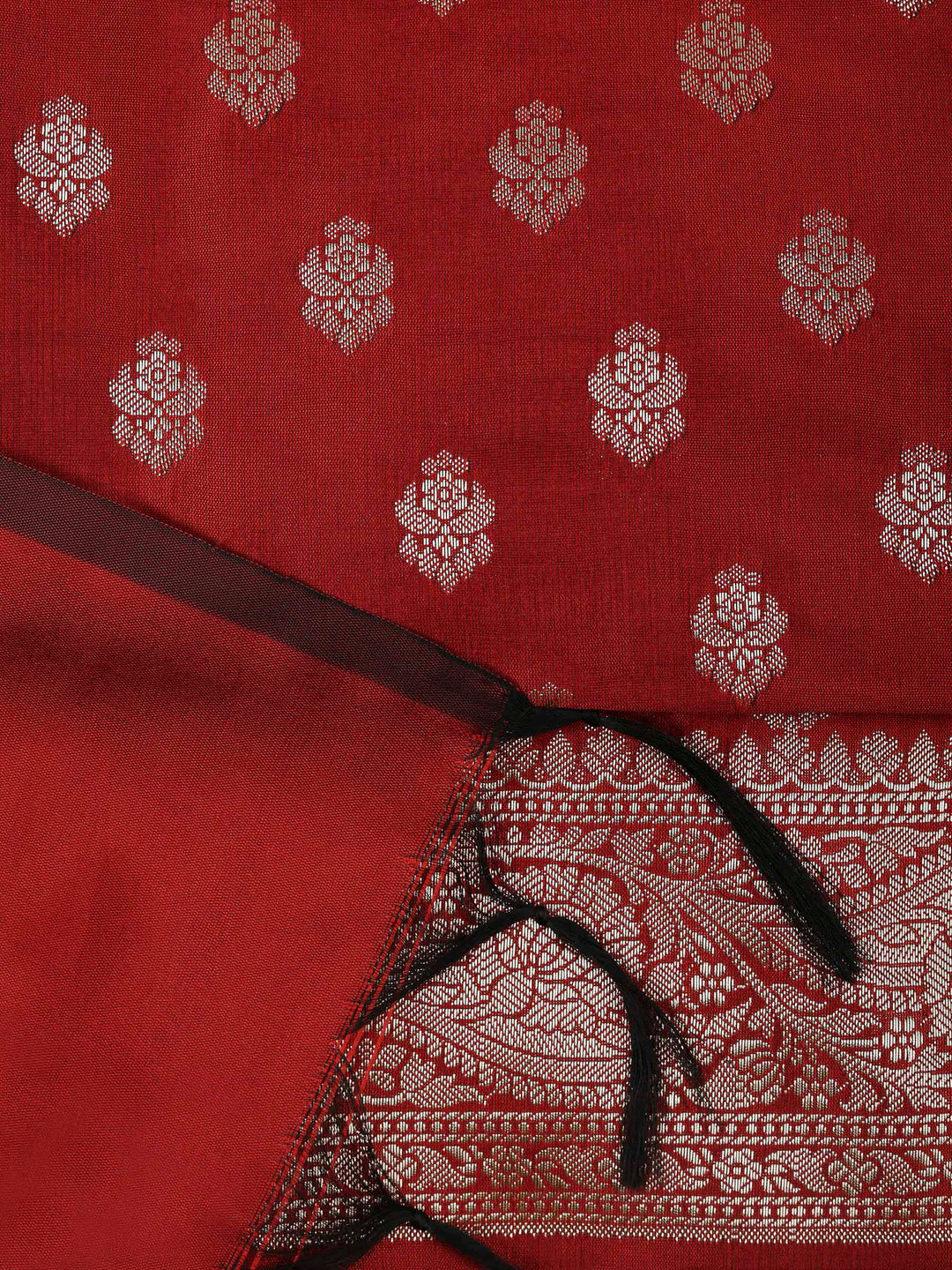 Maroon Chanderi Woven Design Unstitched Dress Material