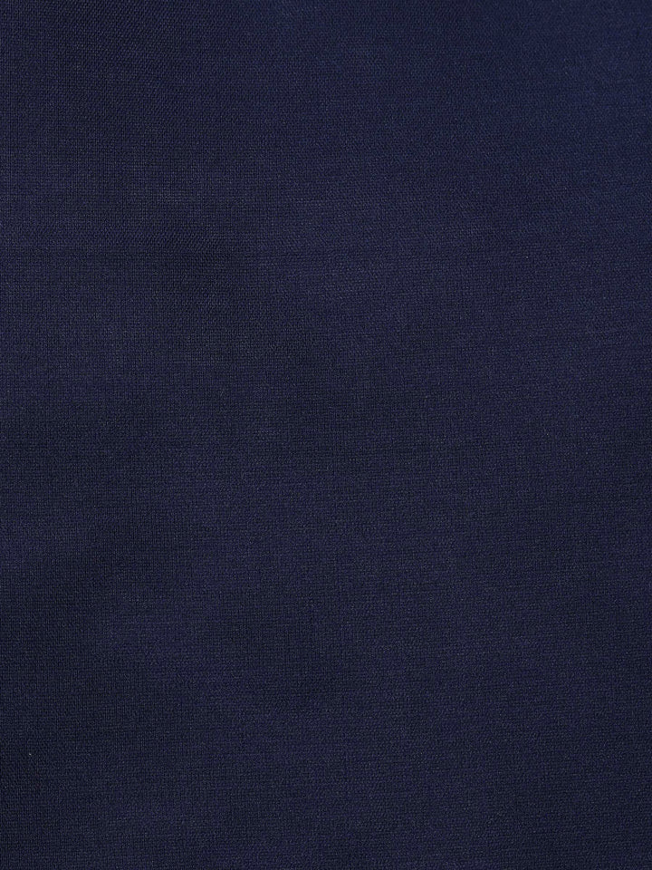 Navy Blue Chanderi Woven Design Unstitched Dress Material