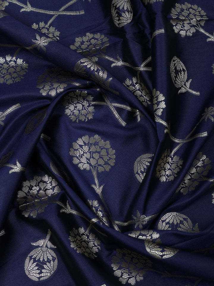Grey Chanderi Woven Design Unstitched Dress Material