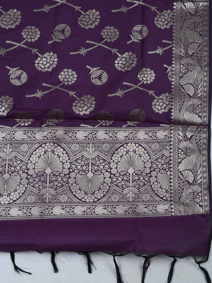 Onion Pink Chanderi Woven Design Unstitched Dress Material