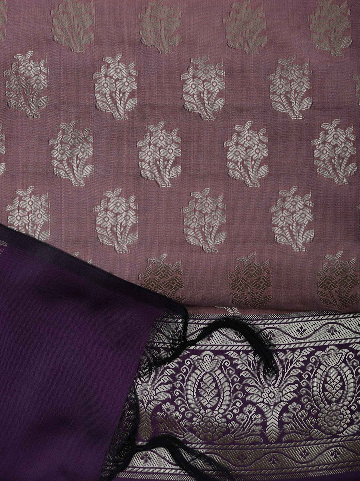 Onion Pink Chanderi Woven Design Unstitched Dress Material