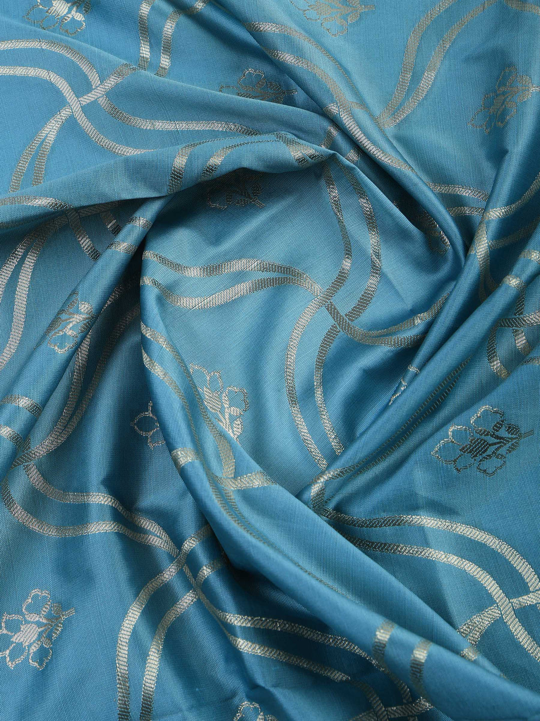 Blue-Lt Chanderi Woven Design Unstitched Dress Material