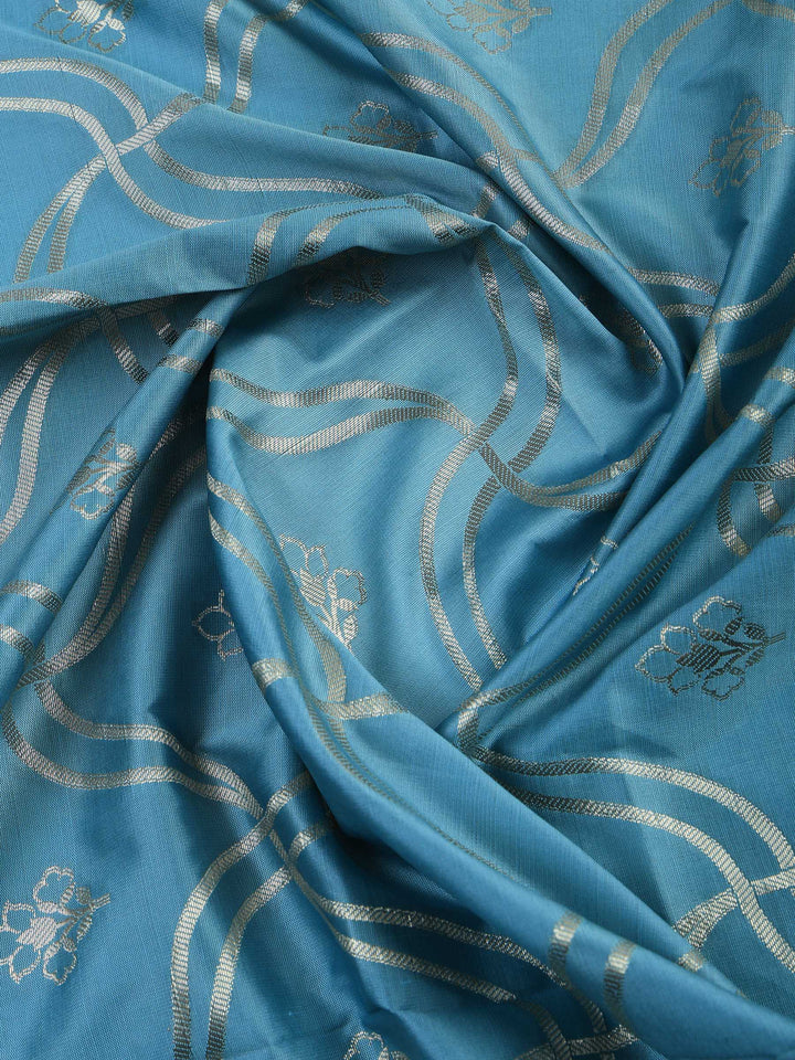 Blue-Lt Chanderi Woven Design Unstitched Dress Material