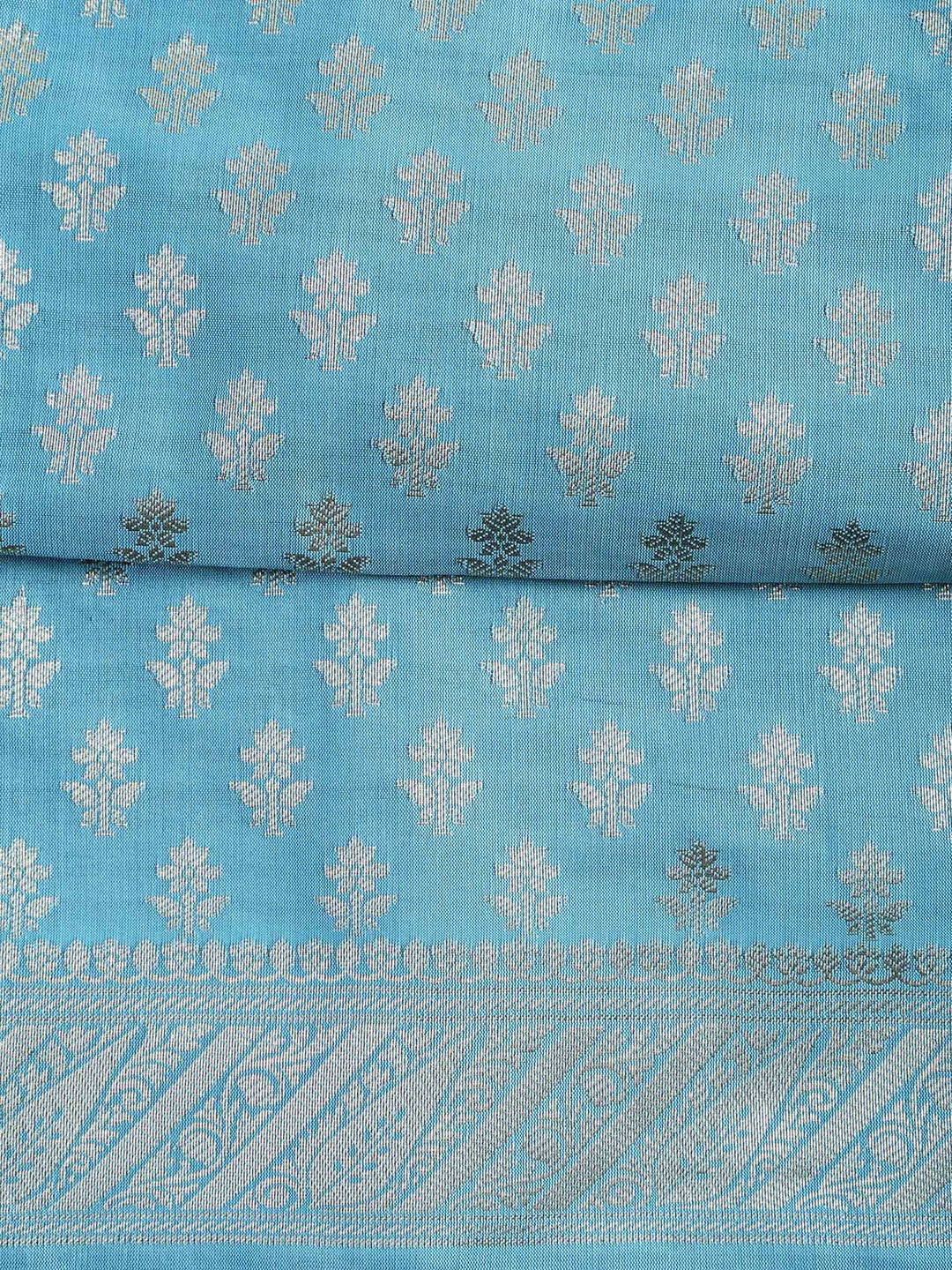 Blue-Lt Chanderi Woven Design Unstitched Dress Material