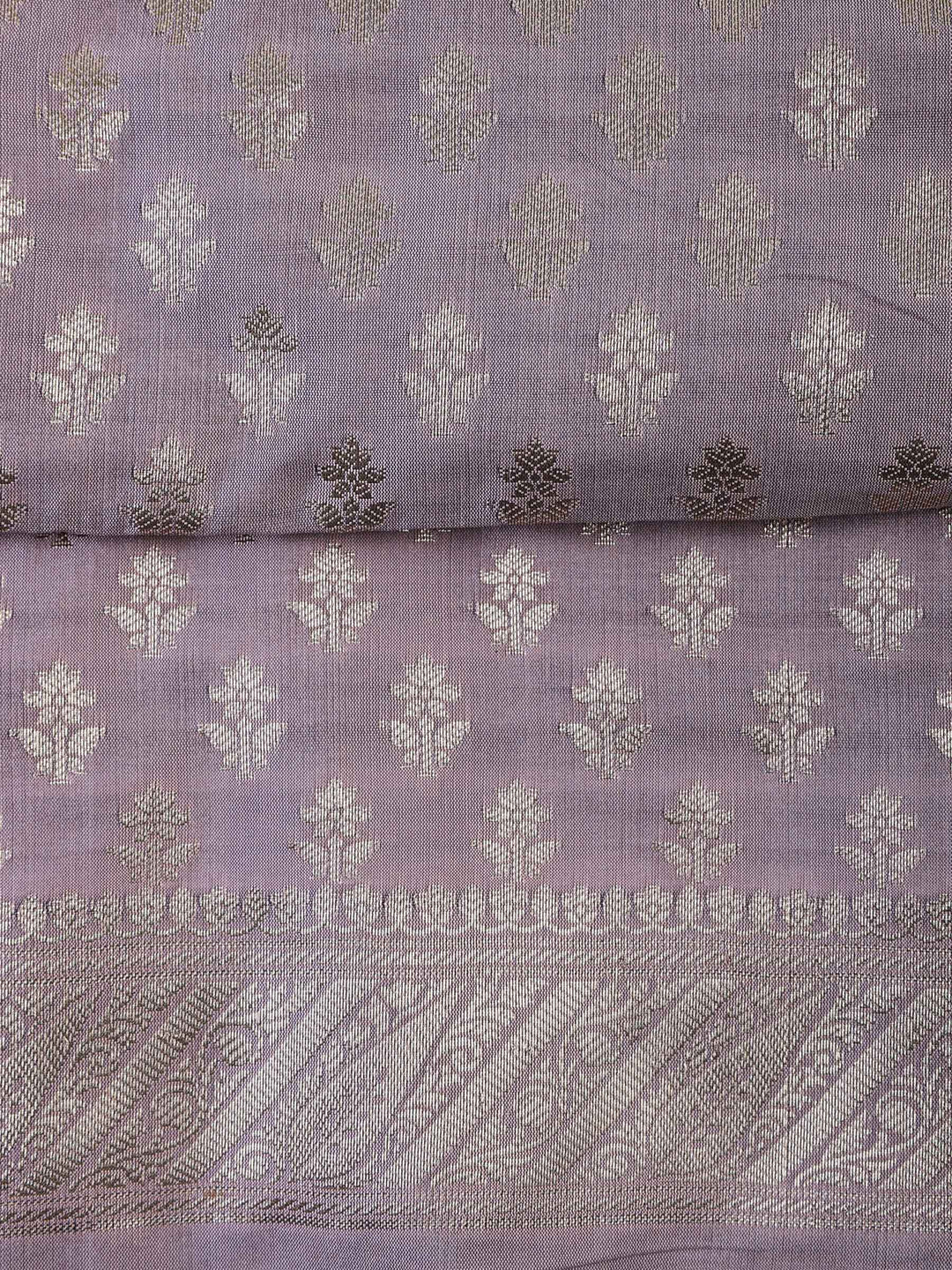 Mauve Chanderi Woven Design Unstitched Dress Material