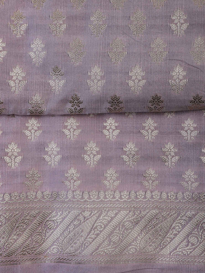 Mauve Chanderi Woven Design Unstitched Dress Material