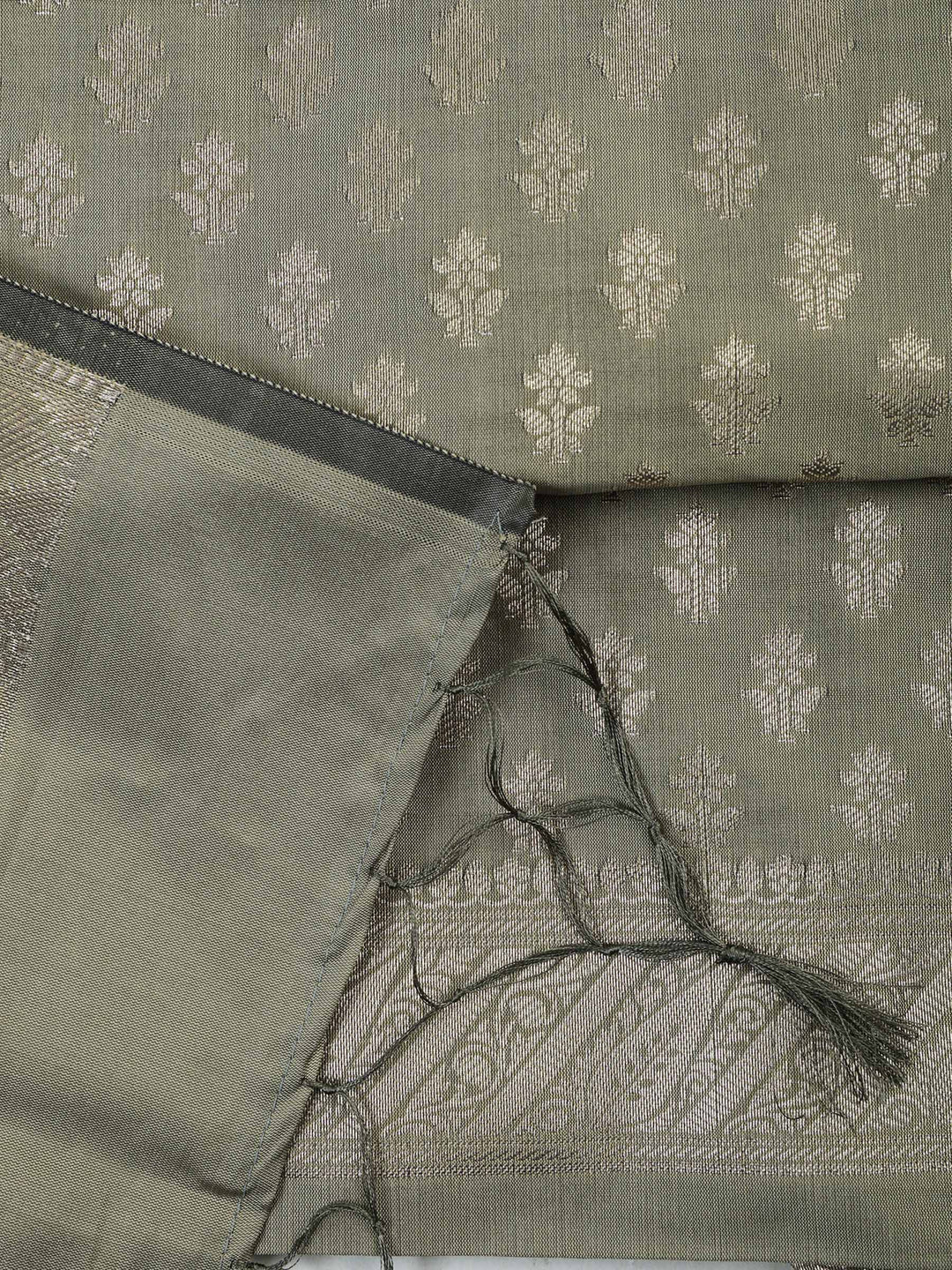 Olive-Green Chanderi Woven Design Unstitched Dress Material