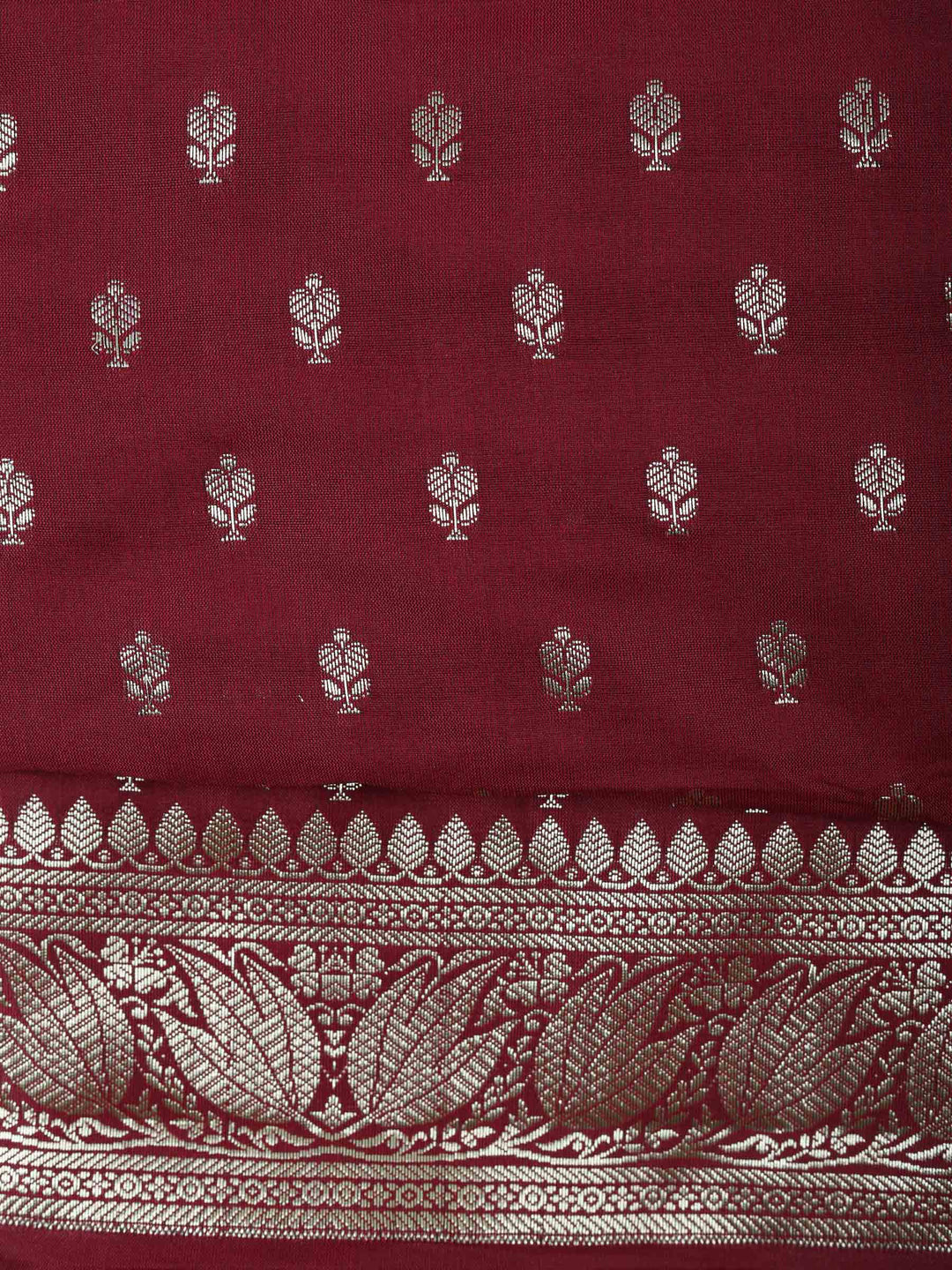 Burgundy Chanderi Woven Design Unstitched Dress Material