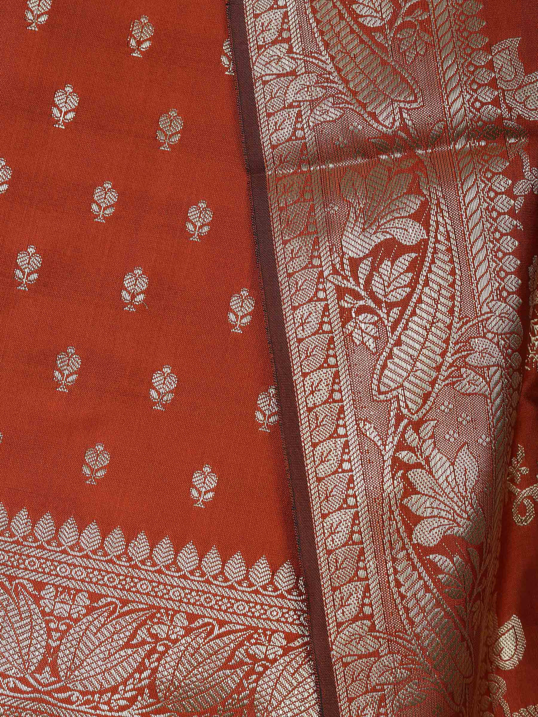 Rust Chanderi Woven Design Unstitched Dress Material