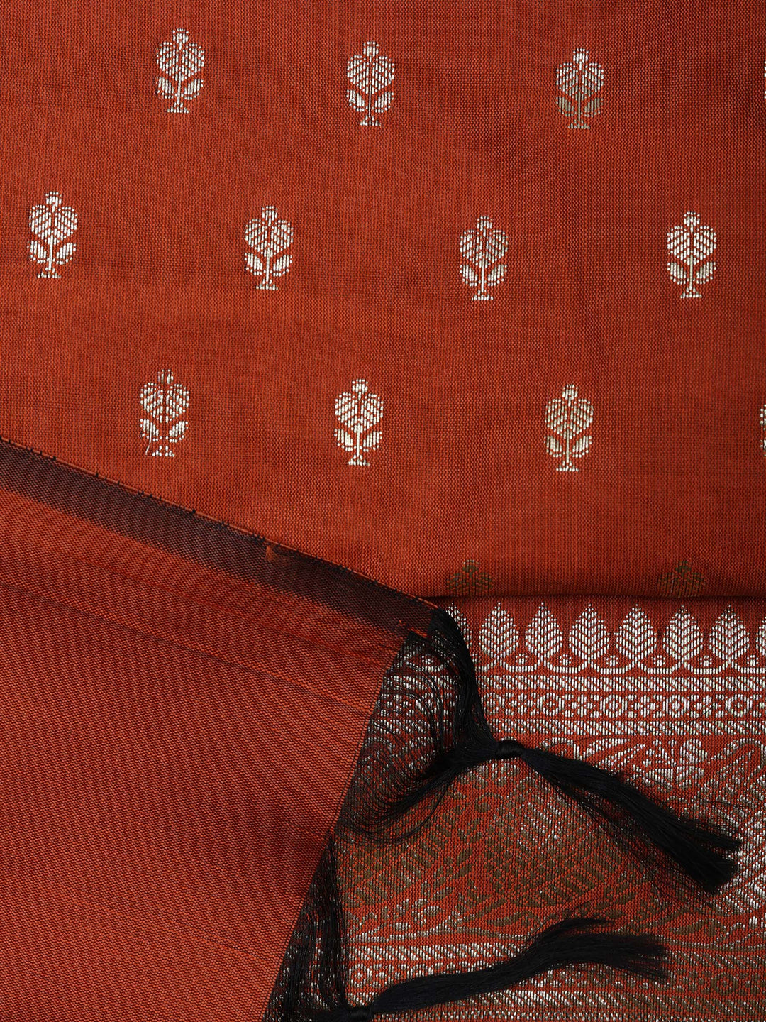 Rust Chanderi Woven Design Unstitched Dress Material