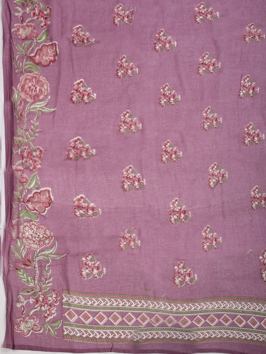 Levender Embroidered Cotton Blend Kurta With Pant &amp; Dupatta