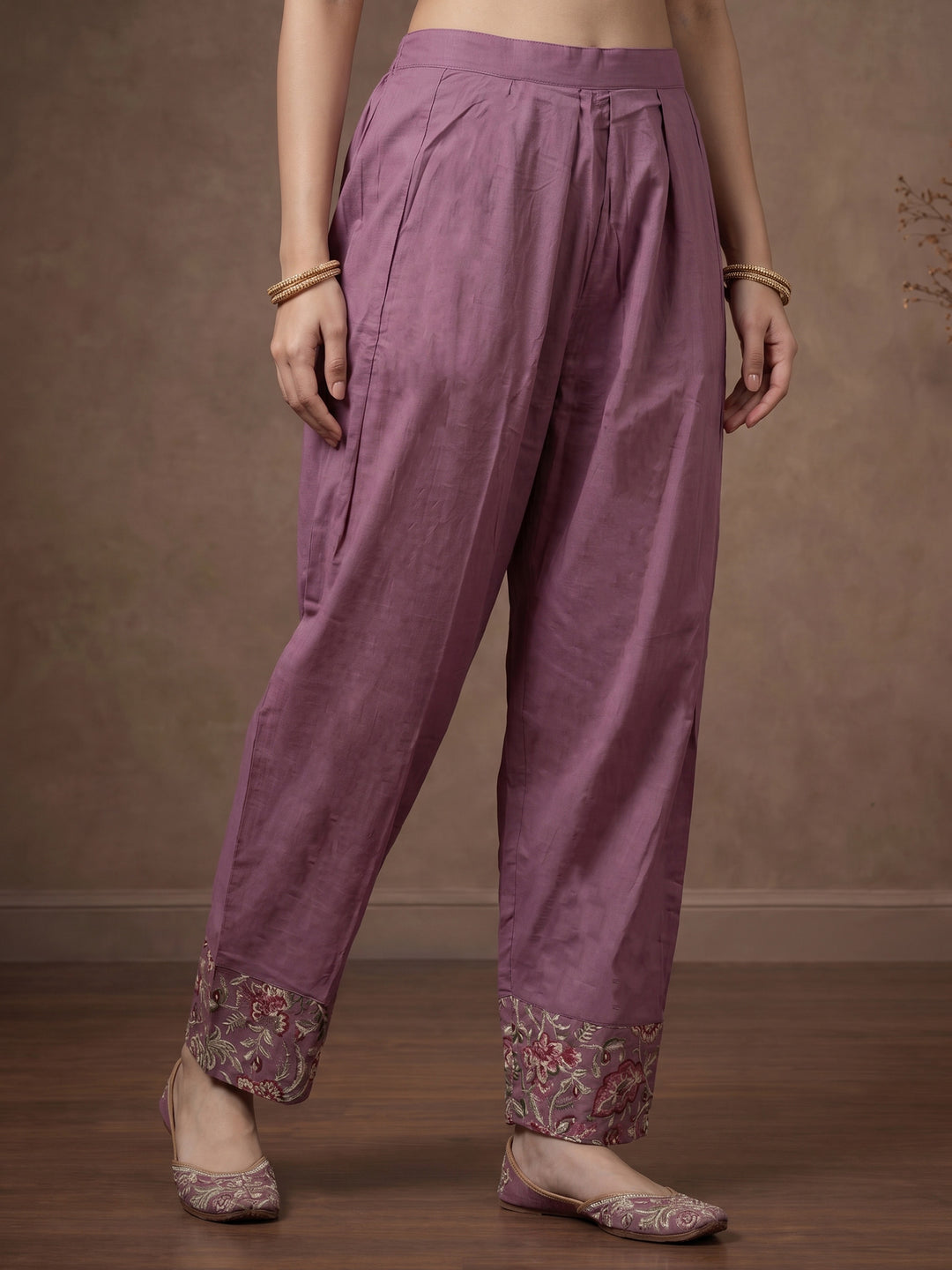 Levender Embroidered Cotton Blend Kurta With Pant &amp; Dupatta