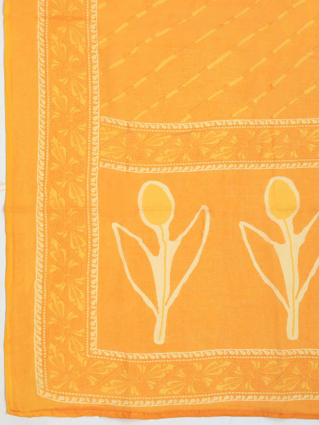 Mustard Embroidered Cotton Blend Kurta With Pant &amp; Dupatta