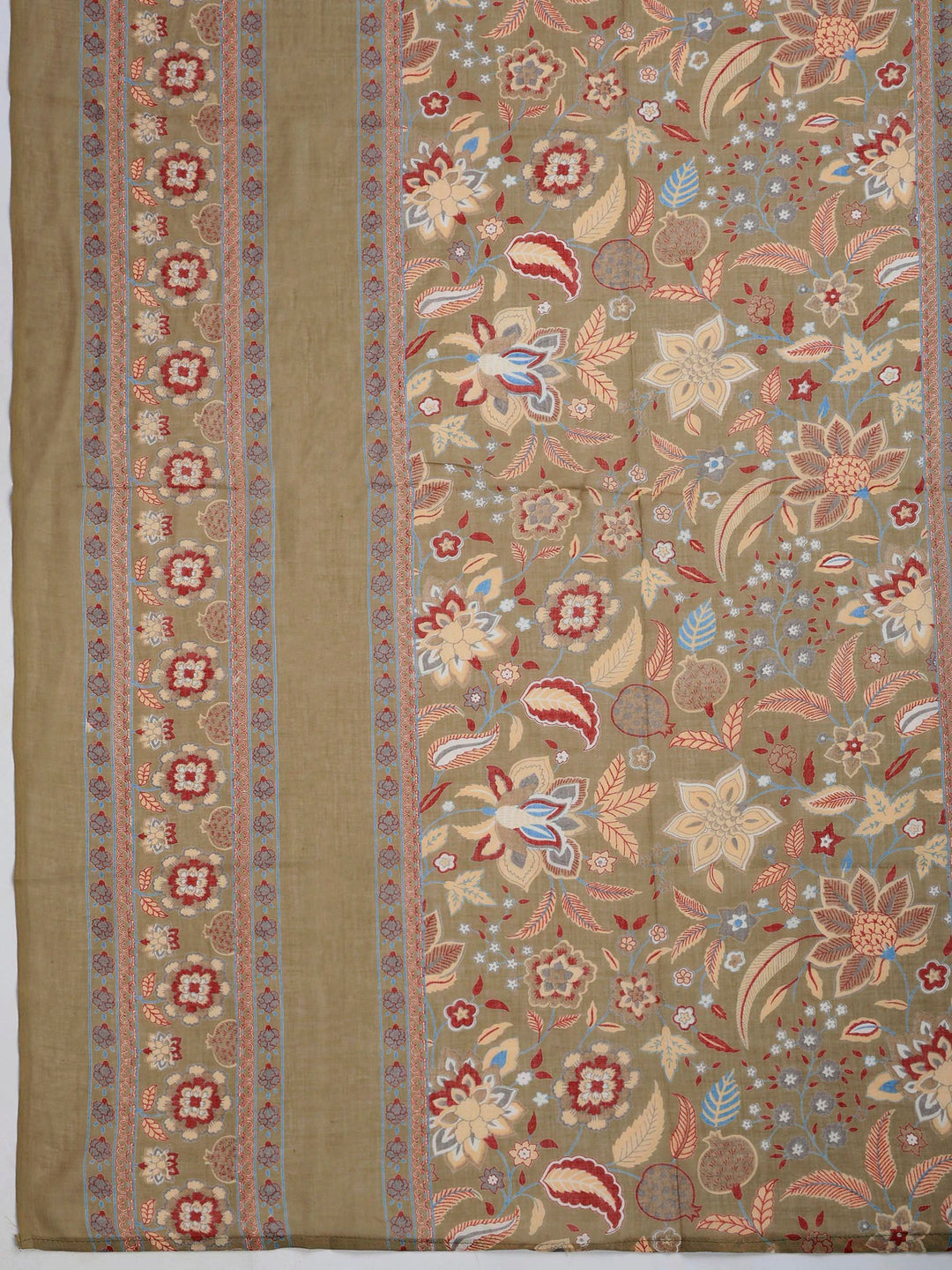 Green Lace Neck Cotton Blend Kurta With Pant &amp; Dupatta