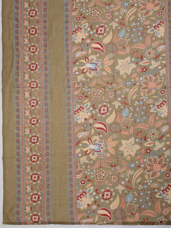 Green Lace Neck Cotton Blend Kurta With Pant &amp; Dupatta
