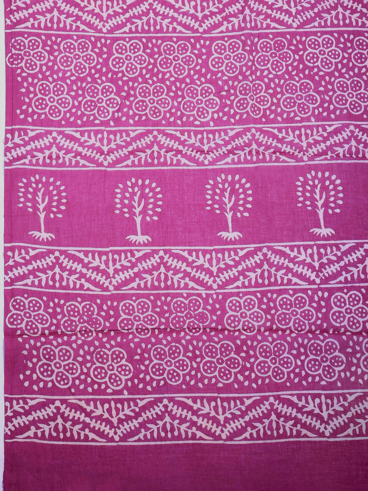 Purple Cotton Blend Printed Saree