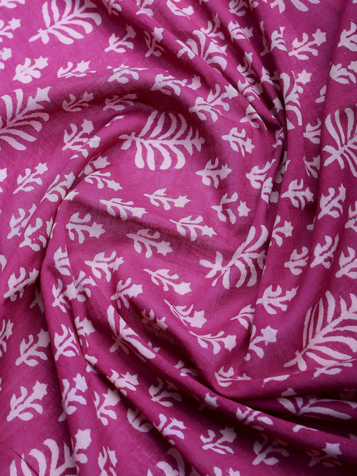 Purple Cotton Blend Printed Saree