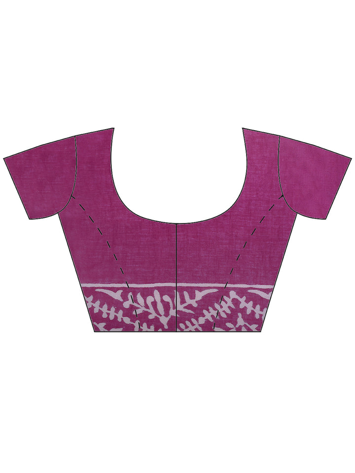 Purple Cotton Blend Printed Saree