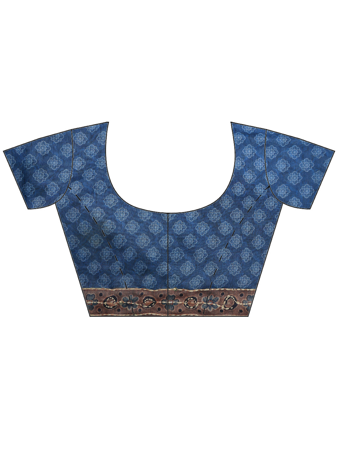 Blue Cotton Blend Printed Saree