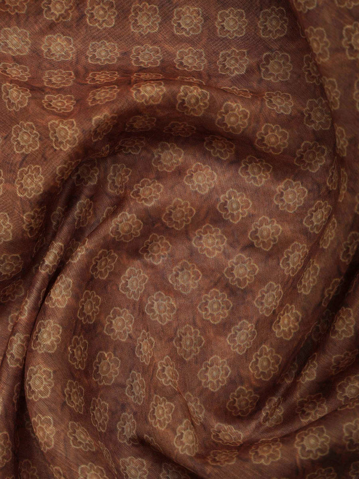 Mustard Cotton Blend Printed Saree