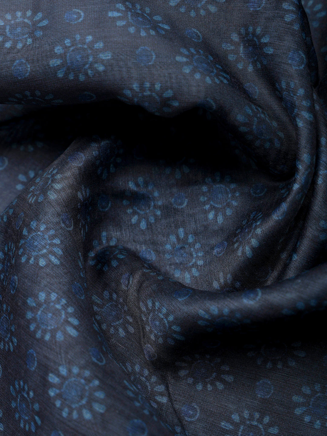 Blue Cotton Blend Printed Saree