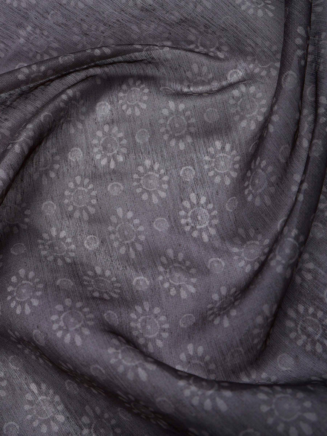 Grey Cotton Blend Printed Saree