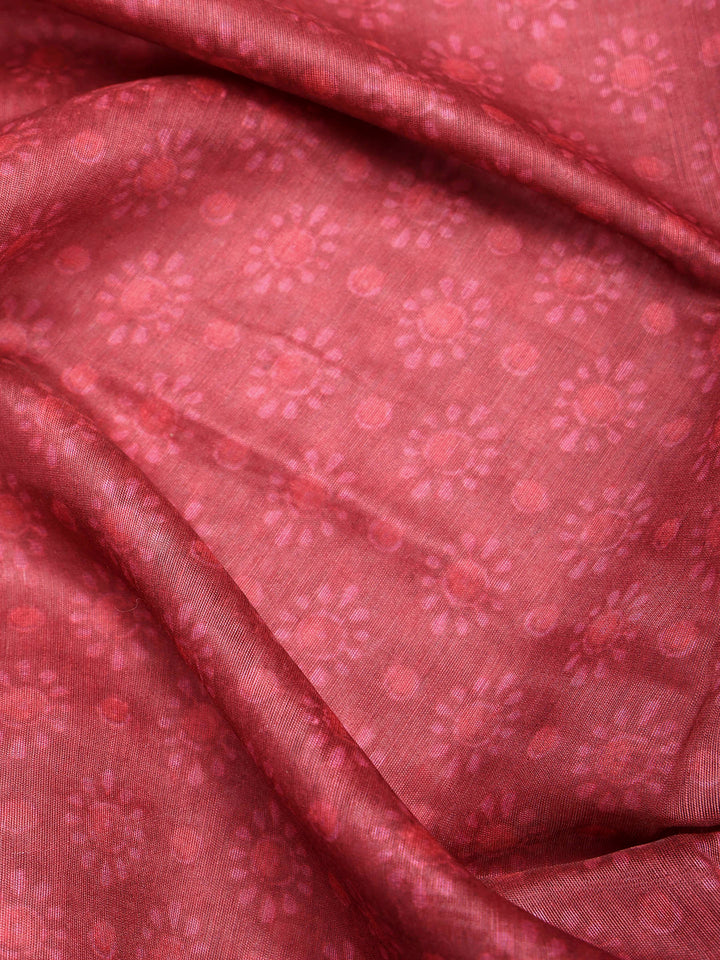 Maroon Cotton Blend Printed Saree
