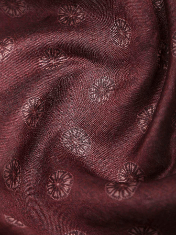Maroon Cotton Blend Printed Saree