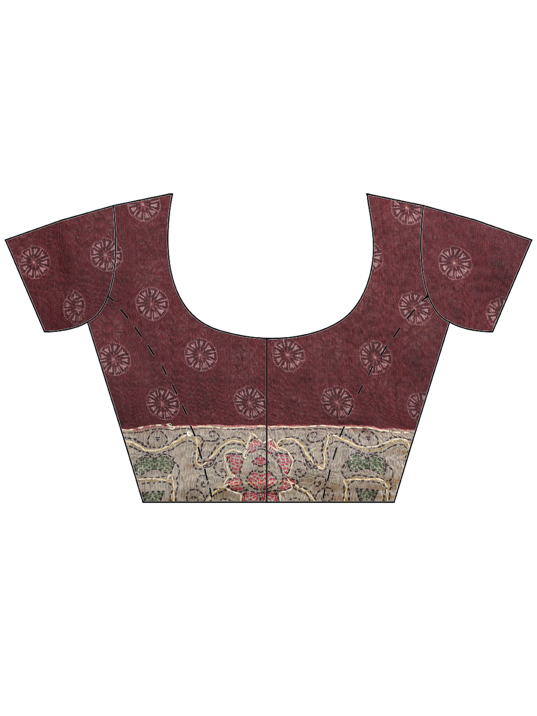 Maroon Cotton Blend Printed Saree