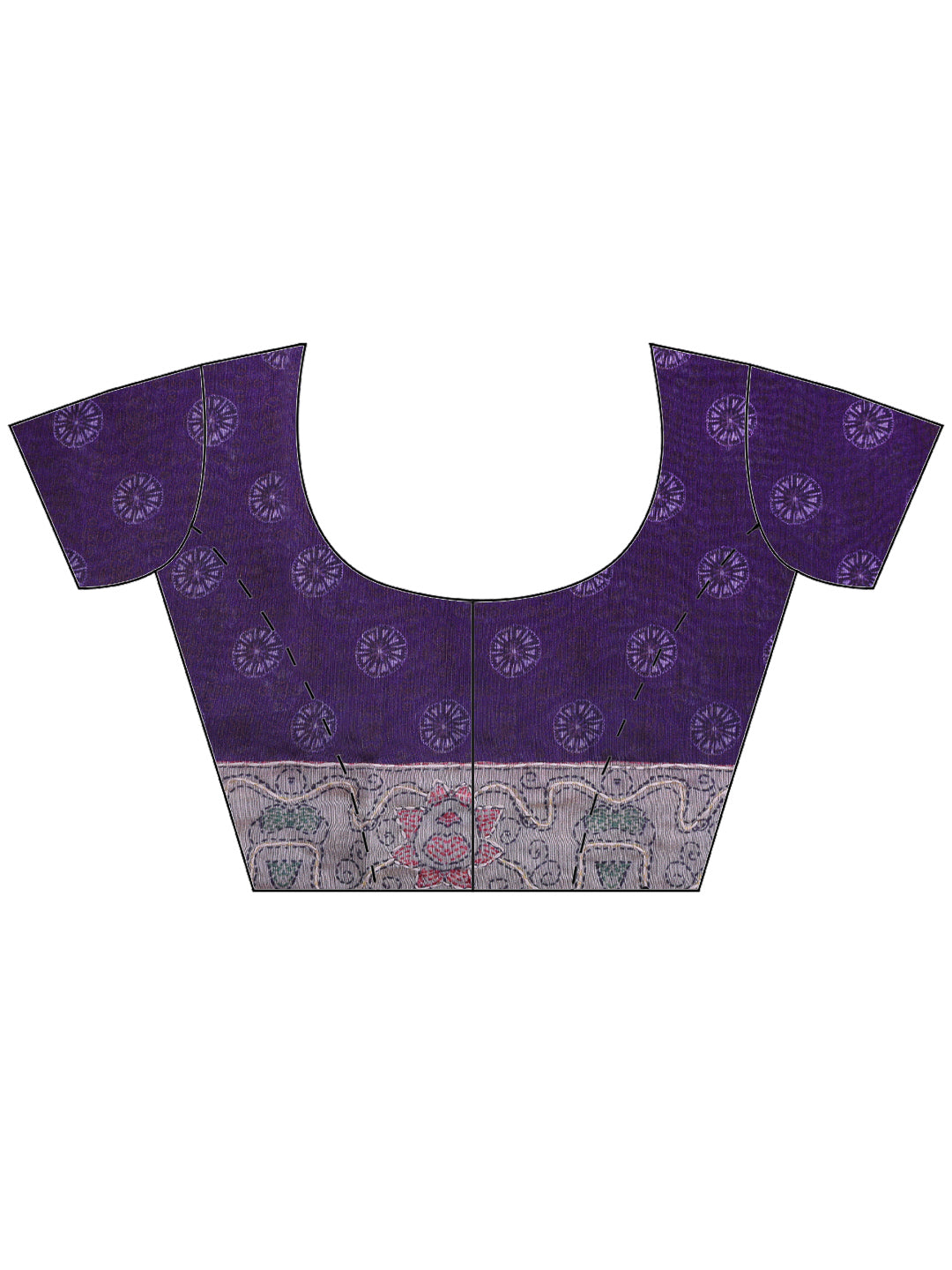 Purple Cotton Blend Printed Saree