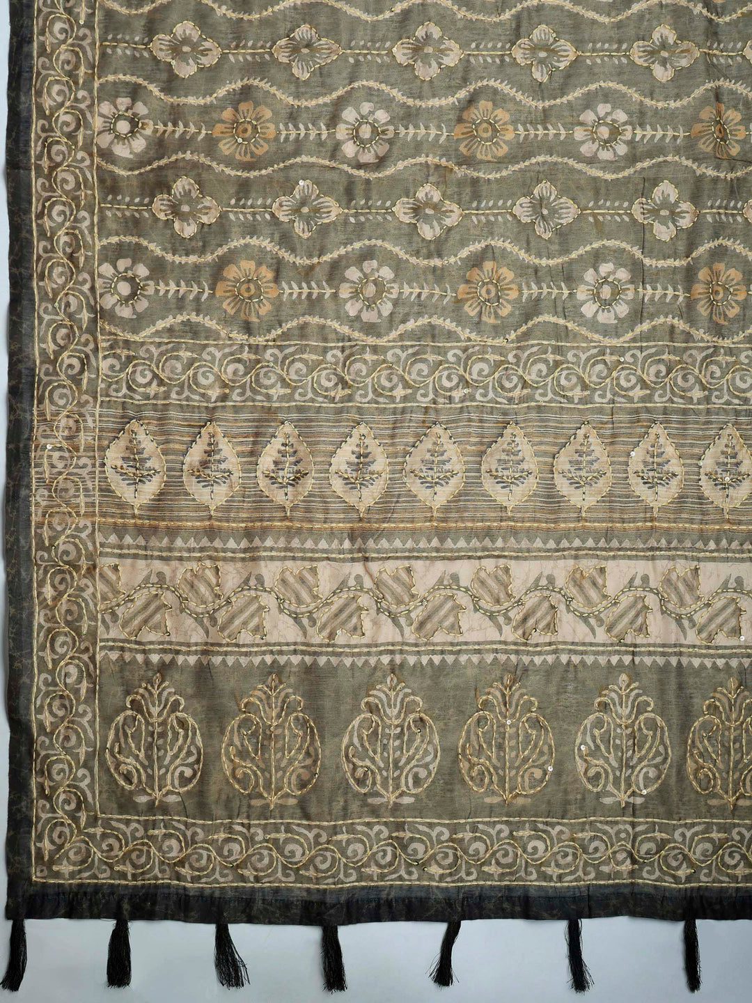 Mehndi Cotton Blend Printed Saree