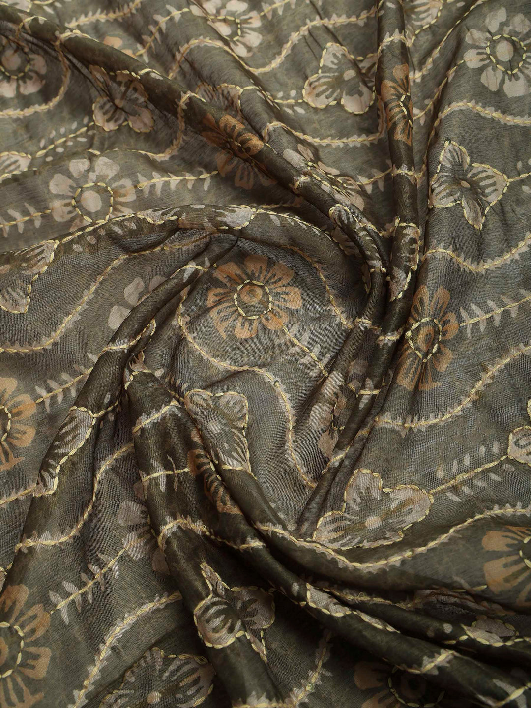 Mehndi Cotton Blend Printed Saree