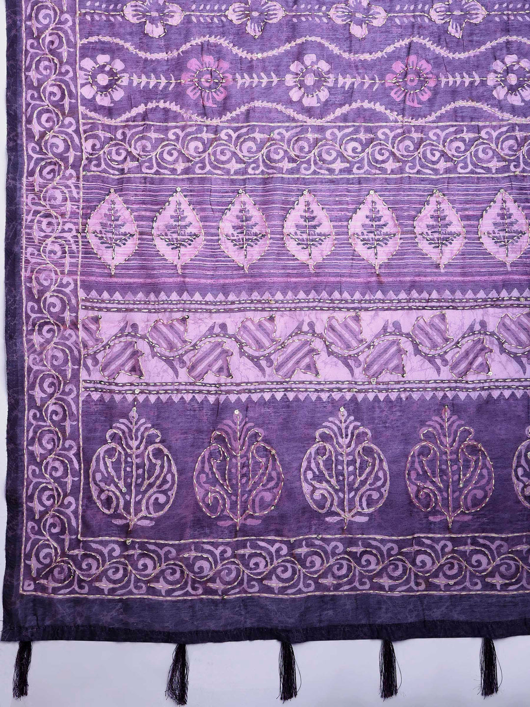 Wine Cotton Blend Printed Saree