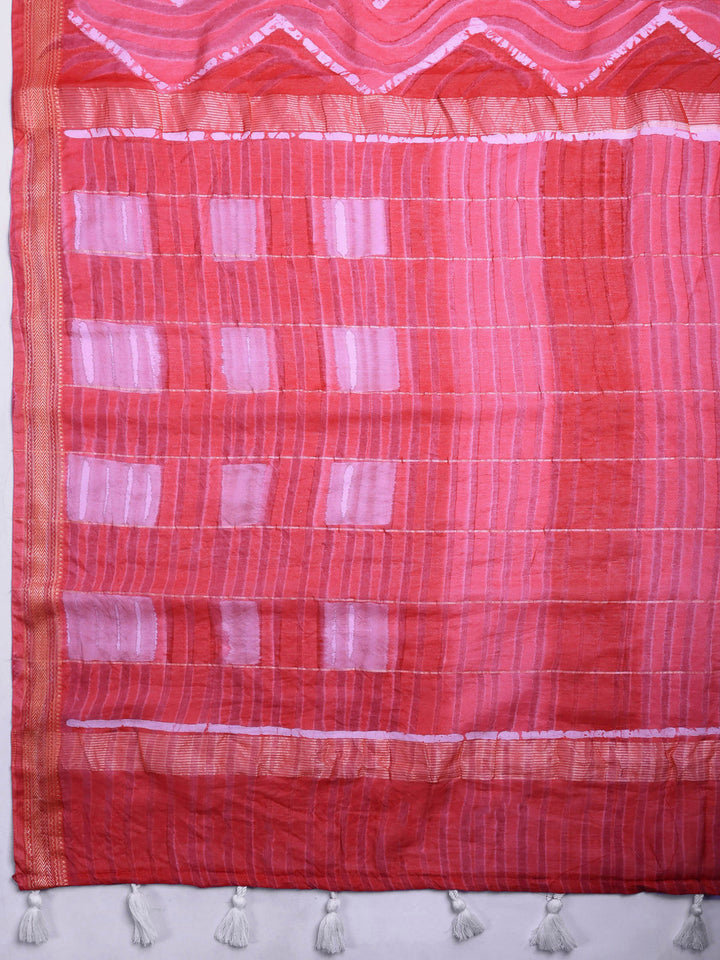 Magenta Cotton Blend Printed Saree