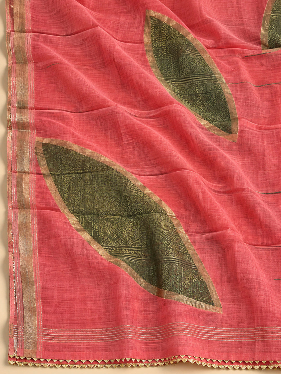 Onion Pink Tussar Embroidered Unstitched Dress Material