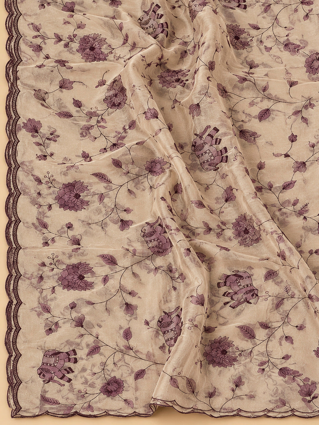 Purple Tissue Embroidered Unstitched Dress Material